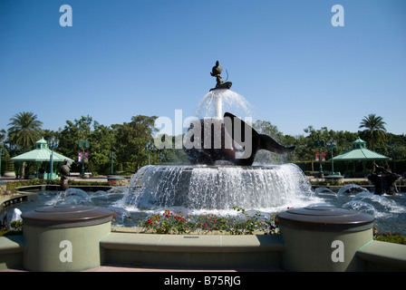 Eingang-Brunnen, Hong Kong Disneyland Resort, Lantau Island, Hongkong, Volksrepublik China Stockfoto