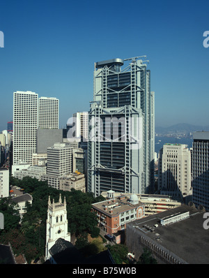 Die HSBC-Hauptgebäude mit St. Johns Cathedral im Vordergrund, auf Hong Kong Island Stockfoto