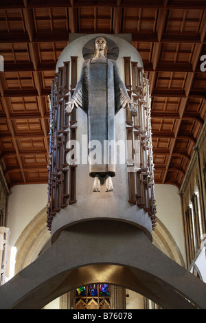 Epsteins Christ in Majesty, in Llandaff Cathedral, Cardiff Wales, Großbritannien Christusbild Stockfoto