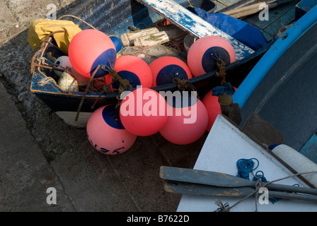 Angeln Schlauchboot auf Sheringham Slipway, Norfolk, Großbritannien. Stockfoto