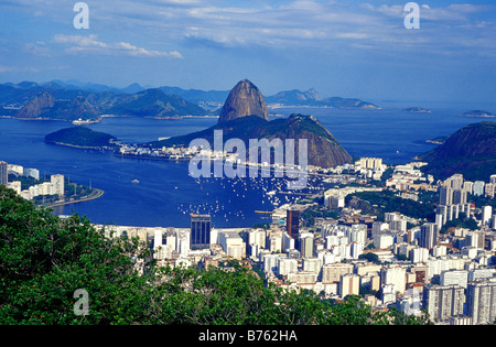 Ansicht der Guanabarra Bucht vom Corcovado Rio De Janeiro Brasilien Stockfoto