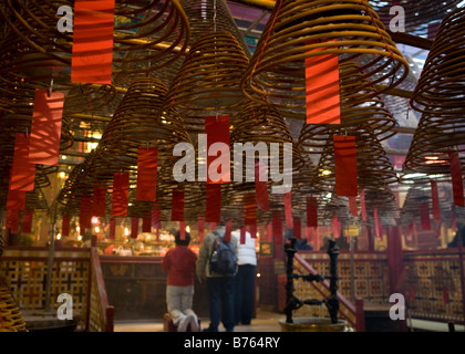 Innenraum der Man Mo Tempel in Hong Kong. Stockfoto