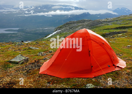 Outdoor-camping Stora Sjoefallet Np Lappland Schweden Laponia Norrbotten Europa Zelt Abenteuer Urlaub Nationalpark Stockfoto