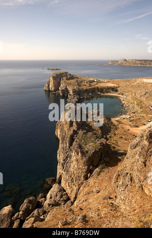 St Paul s Bay von der Akropolis Lindos Rhodos Griechenland Stockfoto