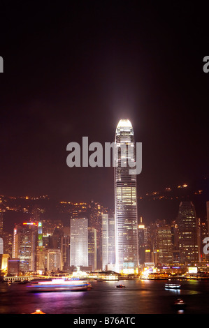 2007 New Years Eve Feuerwerk Feiern, Hong Kong, Hong Kong Island Skyline bei Nacht Stockfoto