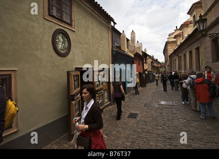 Franz Kafka Haus, Goldgasse, Burgviertel, Prag, Tschechische Republik Stockfoto