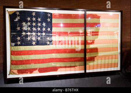 Fort Sumter Schlacht Fahne (die flog über die Festung während der Verbündeten Bombardierung im Jahre 1861), Fort Sumter, Charleston Stockfoto