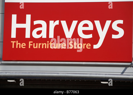 "Harveys" Möbel Shop Zeichen Stockfoto