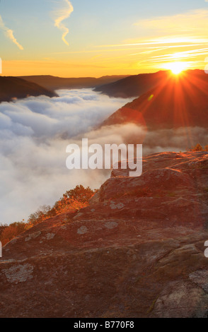 Sunrise, Grand View Park, New River Gorge National River, West Virginia, USA Stockfoto