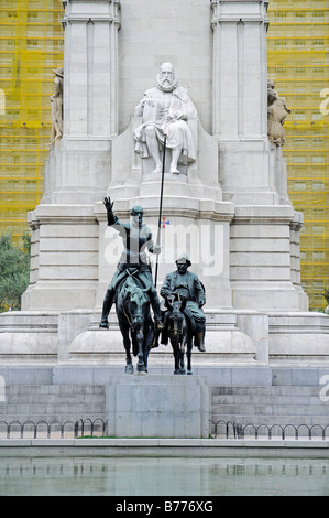 Don Quijote, Quijote, Quichotte, Sancho Panza, Denkmal, Miguel de Cervantes, Autor, Dichter, Plaza de España, Madrid, Spa Stockfoto