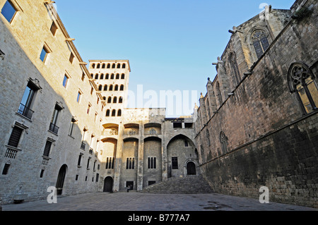 Palau Reial Mayor, Santa Agatha Kapelle, Placa del Rei, Plaza, Barri Gotic, Barcelona, Katalonien, Spanien, Europa Stockfoto