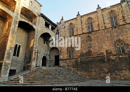 Palau Reial Mayor, Santa Agatha Kapelle, Placa del Rei, Plaza, Barri Gotic, Barcelona, Katalonien, Spanien, Europa Stockfoto