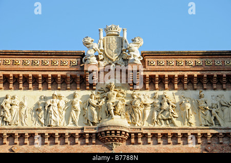 Kamm, Detail, Arc de Triomf, Triumphbogen, Barcelona, Katalonien, Spanien, Europa Stockfoto