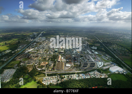 Luftbild, Degussa, EVONIK, chemische Werke, Chemiepark Marl, Kraftwerke, Wolken, Ruhrgebiet, Nordrhein-Westfalen, Stockfoto