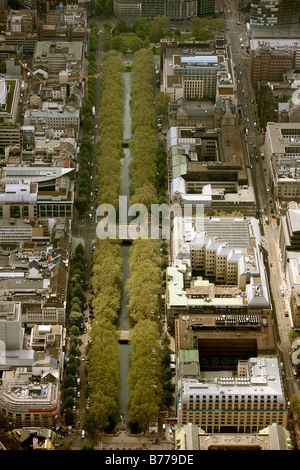 Luftaufnahme, Königsallee, Koe, Einkaufsstraße, luxuriöse Straße, Kanal, Düsseldorf, Rheinland, Nordrhein-Westfalen Stockfoto