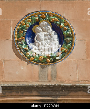 Madonna und Kind Haus Plaque, Mdina, Malta Stockfoto