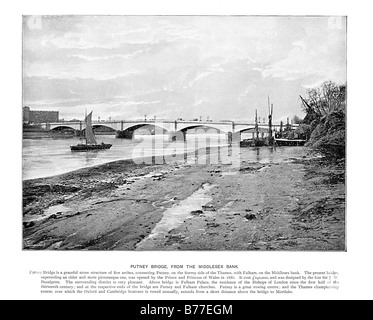 Putney Bridge 1900 Foto der Überfahrt über den Fluss Themse eröffnete 1885 zwischen Fulham und Putney Stockfoto