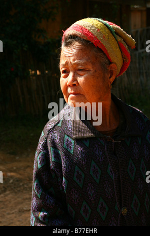 ältere Dame in Laos Stockfoto