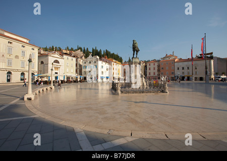 Tartini-Platz, Piran, Istrien, Slowenien, Europa Stockfoto