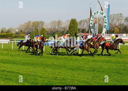 Pferderennen auf der Galopprennbahn in München-Riem, Upper Bavaria, Bayern, Deutschland, Europa Stockfoto