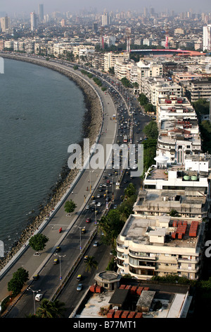 Luftaufnahme des Marine Drive Königin Halskette; Bombay Mumbai; Maharashtra; Indien Stockfoto