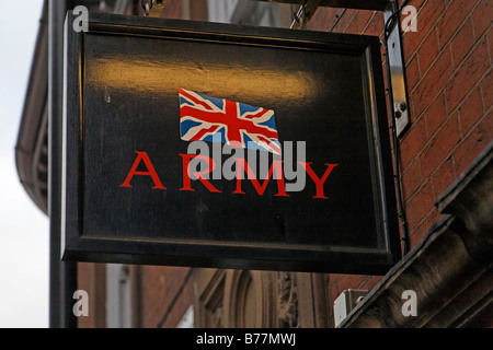 Union Jack Zeichen außerhalb der britischen Armee das Amt für Personalauswahl Stockfoto