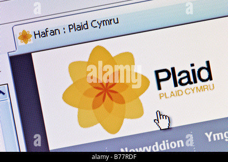 Makro-Screenshot von Plaid Cymru walisischen Partei Webseite (nur zur redaktionellen Verwendung) Stockfoto