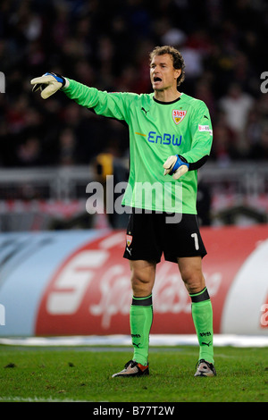 Goalkepper Jens LEHMANN, VfB Stutgart, gestikulieren, Organisation der Verteidigung Stockfoto