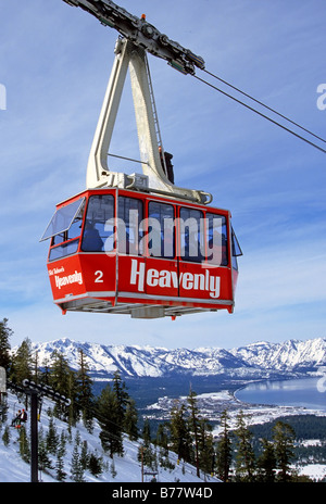 Himmlische Valley Ski Area-Straßenbahn in South Lake Tahoe, Kalifornien Stockfoto