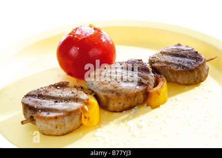 Gegrilltes Schweinefleisch Filet und Gemüse Stockfoto