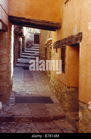 Gasse. ALBARRACIN. Provinz Teruel. Aragon. Spanien. Stockfoto