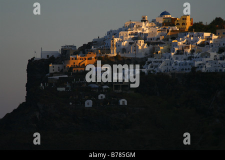 Sonnenaufgang in Imerovigli Santorini Stockfoto