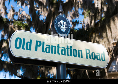 Straßenschild an der Jekyll Island Club (ehemals ein exklusiver Privatclub und jetzt ein Hotel & Museum), Jekyll Island, Georgia, USA Stockfoto