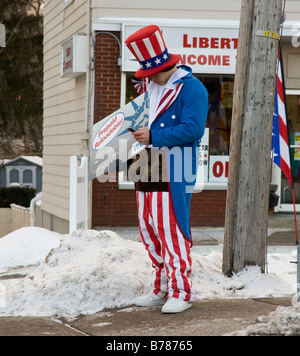 Mann in einem Uncle Sam Kostüm Stockfoto