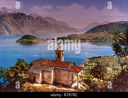 Capello St. Angelo und Blick auf Bellagio, Comer See, Italien, zwischen ca. 1890 und ca. 1900 Stockfoto