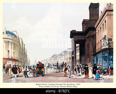 Regent Street schauen in Richtung The Quadrant 1842 durch TS Boys südlich von Oxford Circus Princes Street auf der rechten Seite Stockfoto