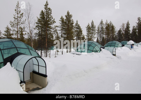 Glas-Iglu, Icehotel Kakslauttanen, Ivalo, Lappland, Finnland, Europa Stockfoto