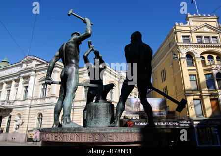 Drei Schmiede Skulptur, Helsinki, Finnland, Europa Stockfoto