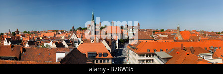 Panoramablick über die Dächer der alten Stadt Nürnberg, Middle Franconia, Bayern, Deutschland, Europa Stockfoto