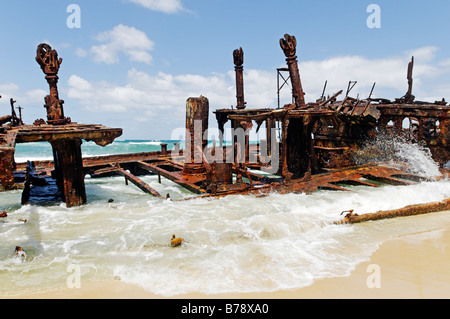 Wrack der Maheno auf der 75-Mile Beach, Fraser Island, Queensland, Australien Stockfoto