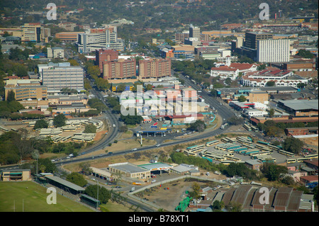 Eine Luftaufnahme des Stadtzentrums Nelspruit Stockfoto