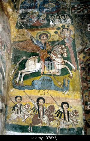Religiöse Gemälde St George slaying einen Drachen Stockfoto