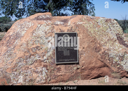 Navajo Denkmal für die Bosque Redondo oder lange Weg neben der Pecos River Fort Sumner, New Mexiko. Foto Stockfoto