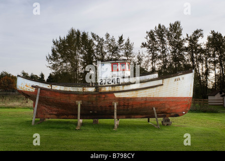 Altes Fischerboot im Bereich South Surrey British Columbia Kanada Stockfoto