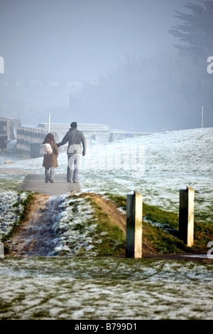 Einem frostigen Tag am Tankerton Whitstable Kent Stockfoto