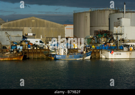 Angelboote/Fischerboote am Kai auf dem Fluss Adur Shoreham West Sussex-Flotte Stockfoto