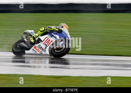 Valentino Rossi während einer nassen Praxis. Stockfoto