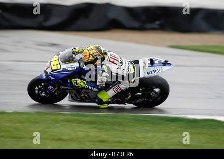 Valentino Rossi während einer nassen Praxis. Stockfoto