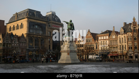 Statue von Jacob van Artevelde auf dem Freitagsmarkt in Gent Stockfoto