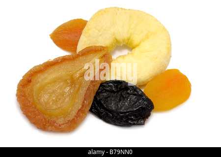 Getrocknete Früchte, Birne, Apfel Ring, Pflaume, Aprikose Stockfoto